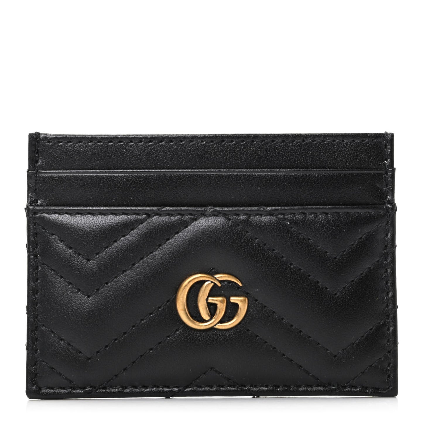 Calfskin Matelasse GG Marmont Card Holder Black