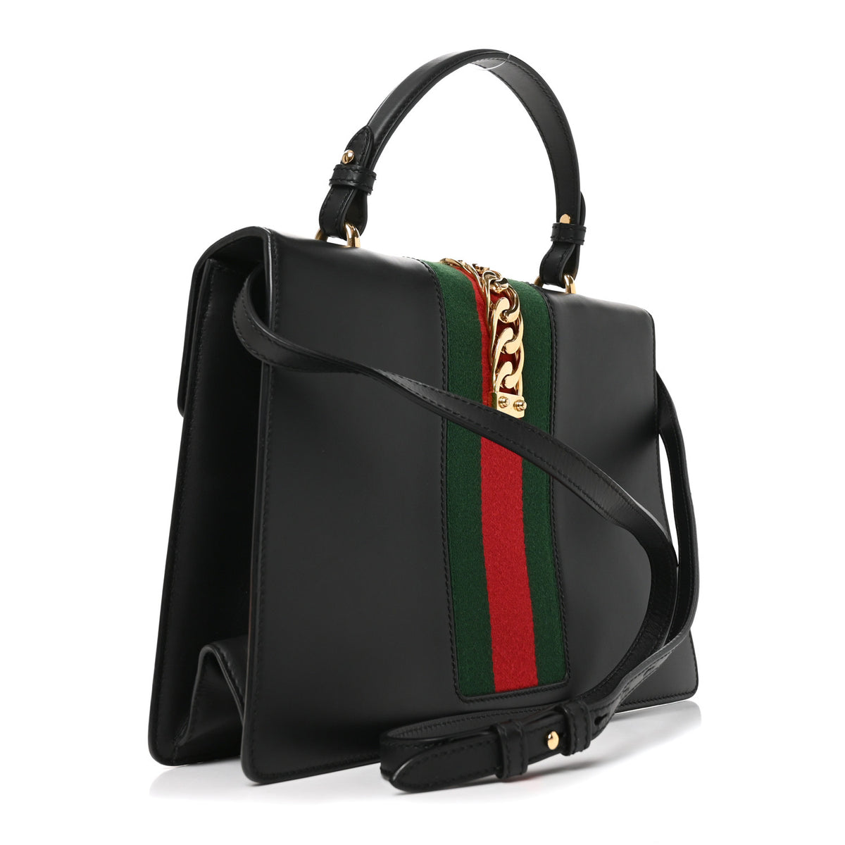 Gucci Calfskin Medium Sylvie Top Handle Bag Black 3 of 10