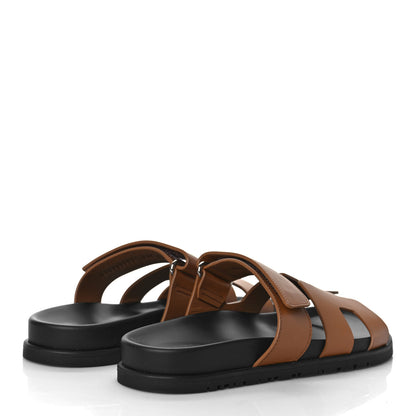 Hermes Calfskin Womens Chypre Sandals 36.5 Gold 3 of 11