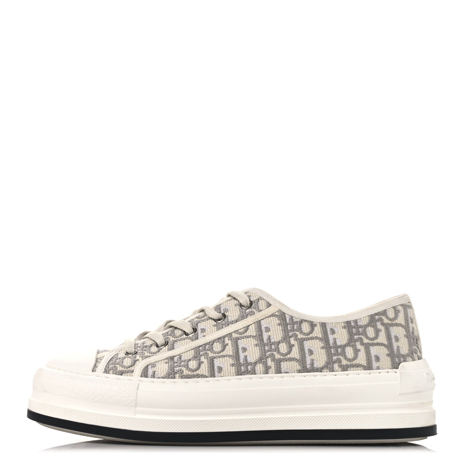 Christian Dior Canvas Oblique Walk'N'Dior Low Top Platform Sneakers 41 Stone Grey 1 of 9