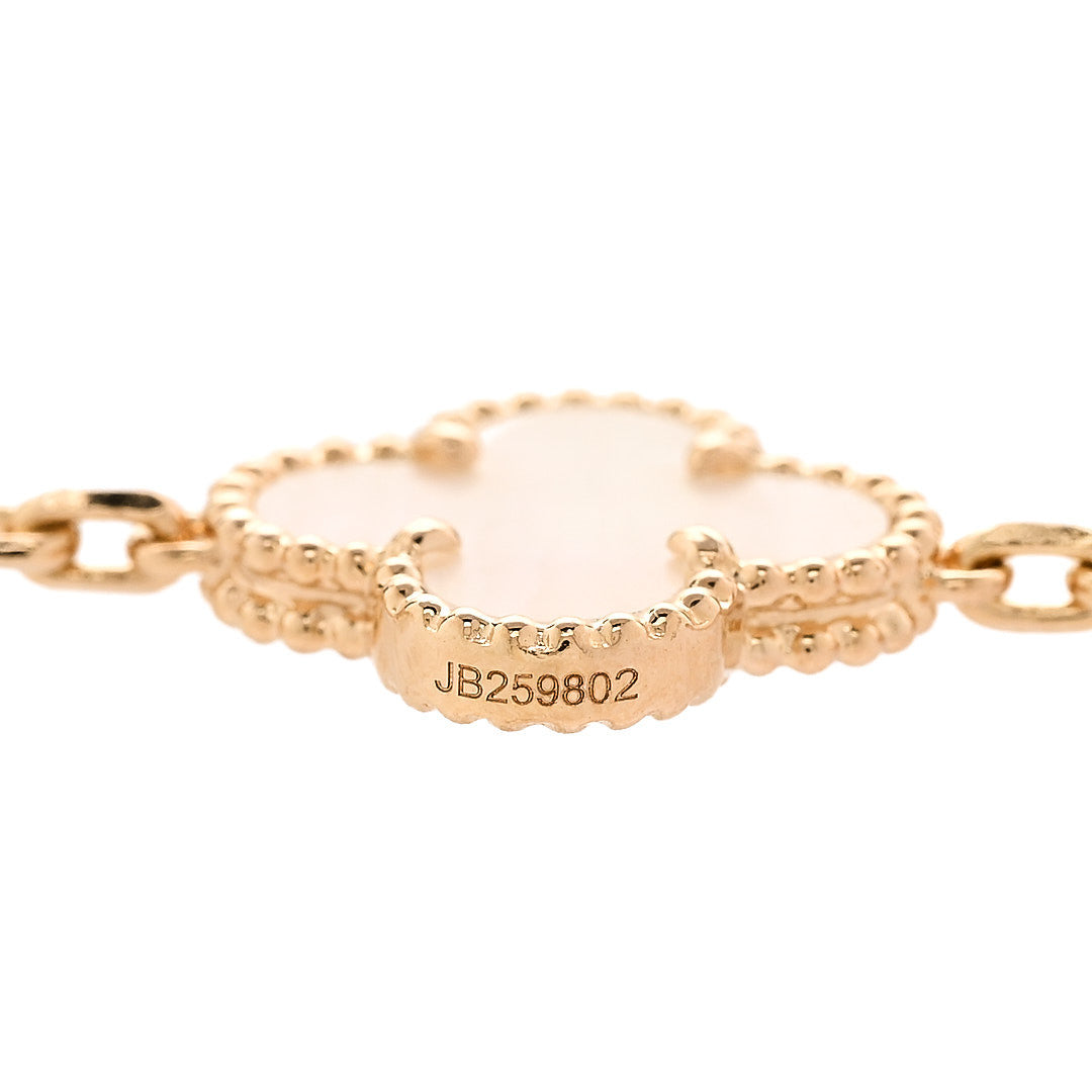 18K Yellow Gold Mother of Pearl 20 Motifs Vintage Alhambra Necklace