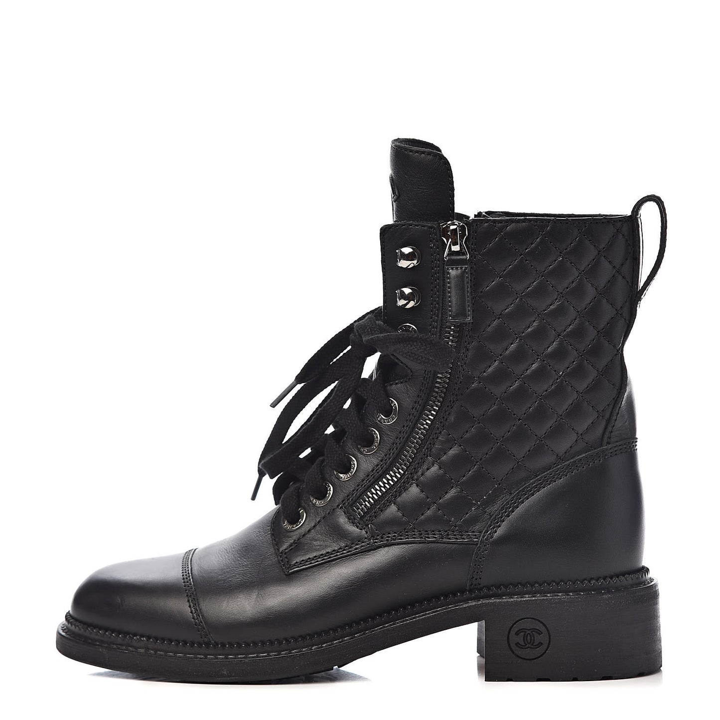Calfskin Combat Boots 38 Black