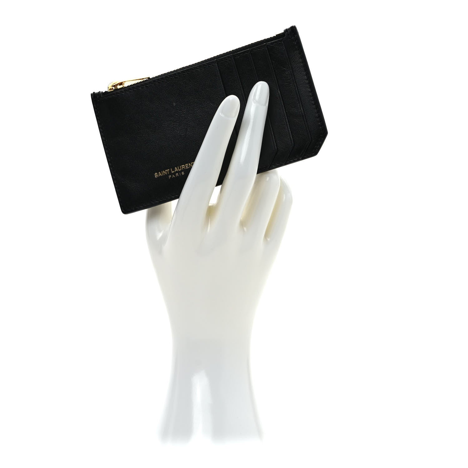 Saint Laurent Calfskin 5 Fragments Zip Pouch Card Holder Black 2 of 8