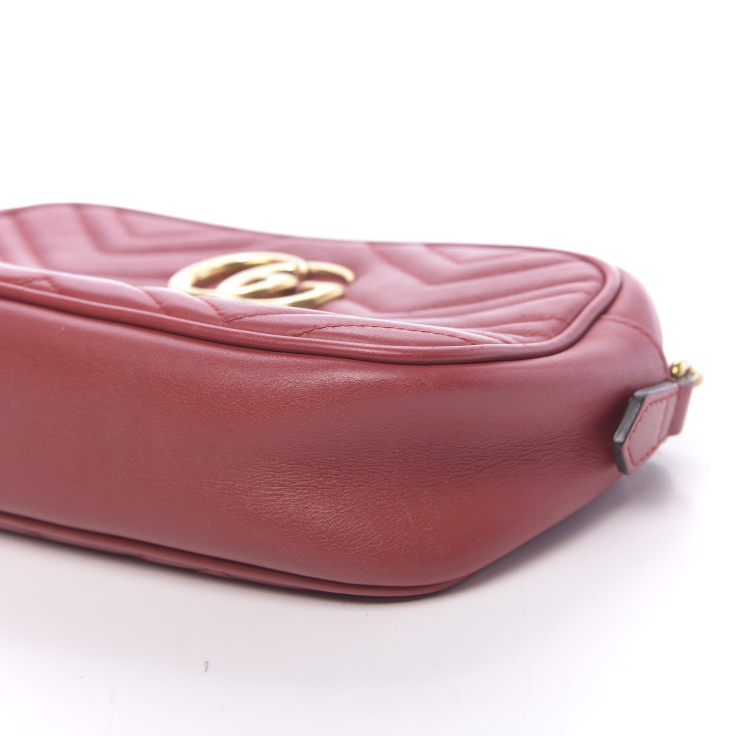 Gucci Calfskin Matelasse Small GG Marmont Chain Shoulder Bag Hibiscus Red 13 of 18