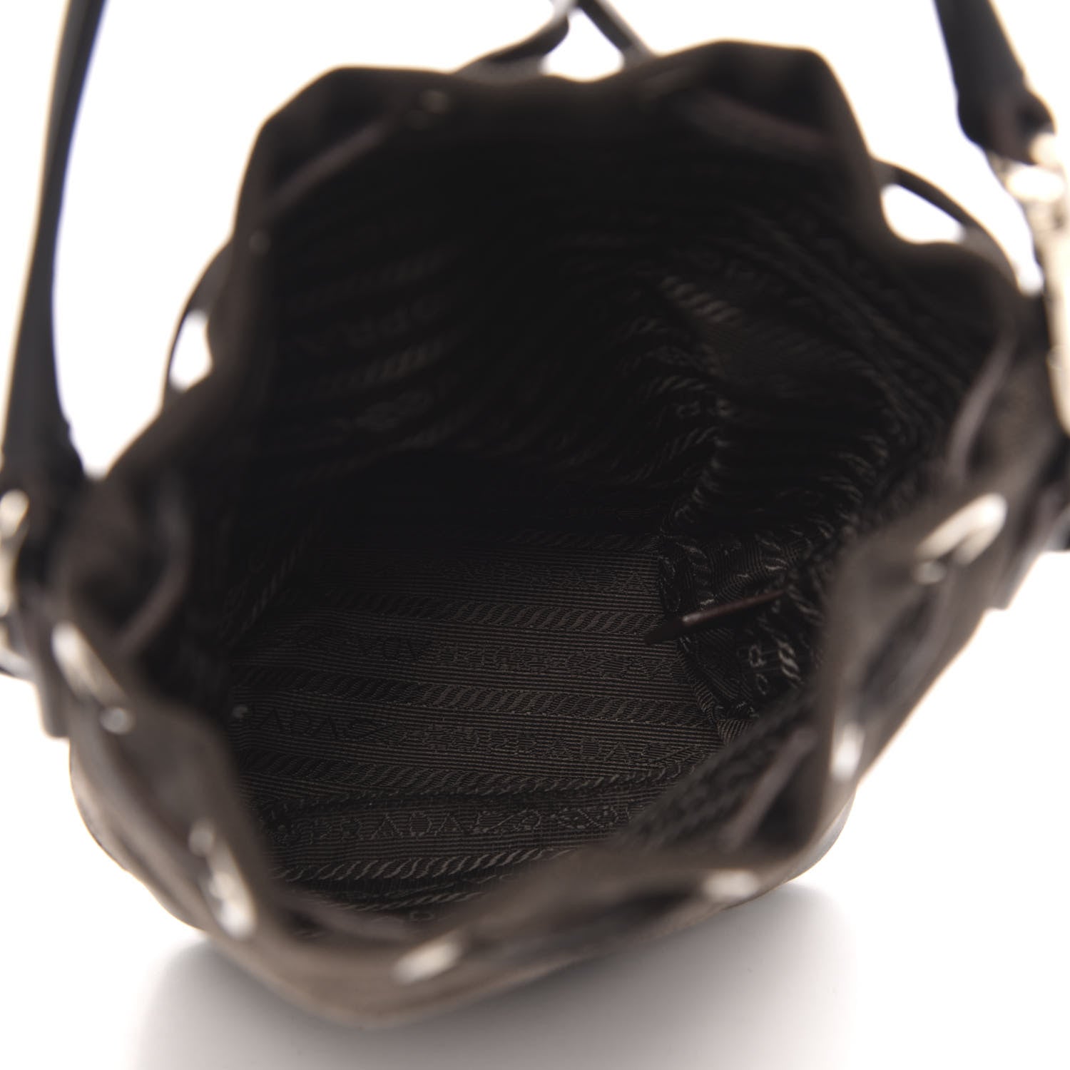 Prada Jacquard Logo Bucket Bag Brown 5 of 9