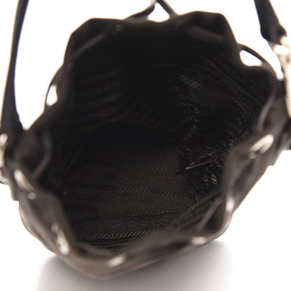 Prada Jacquard Logo Bucket Bag Brown 5 of 9