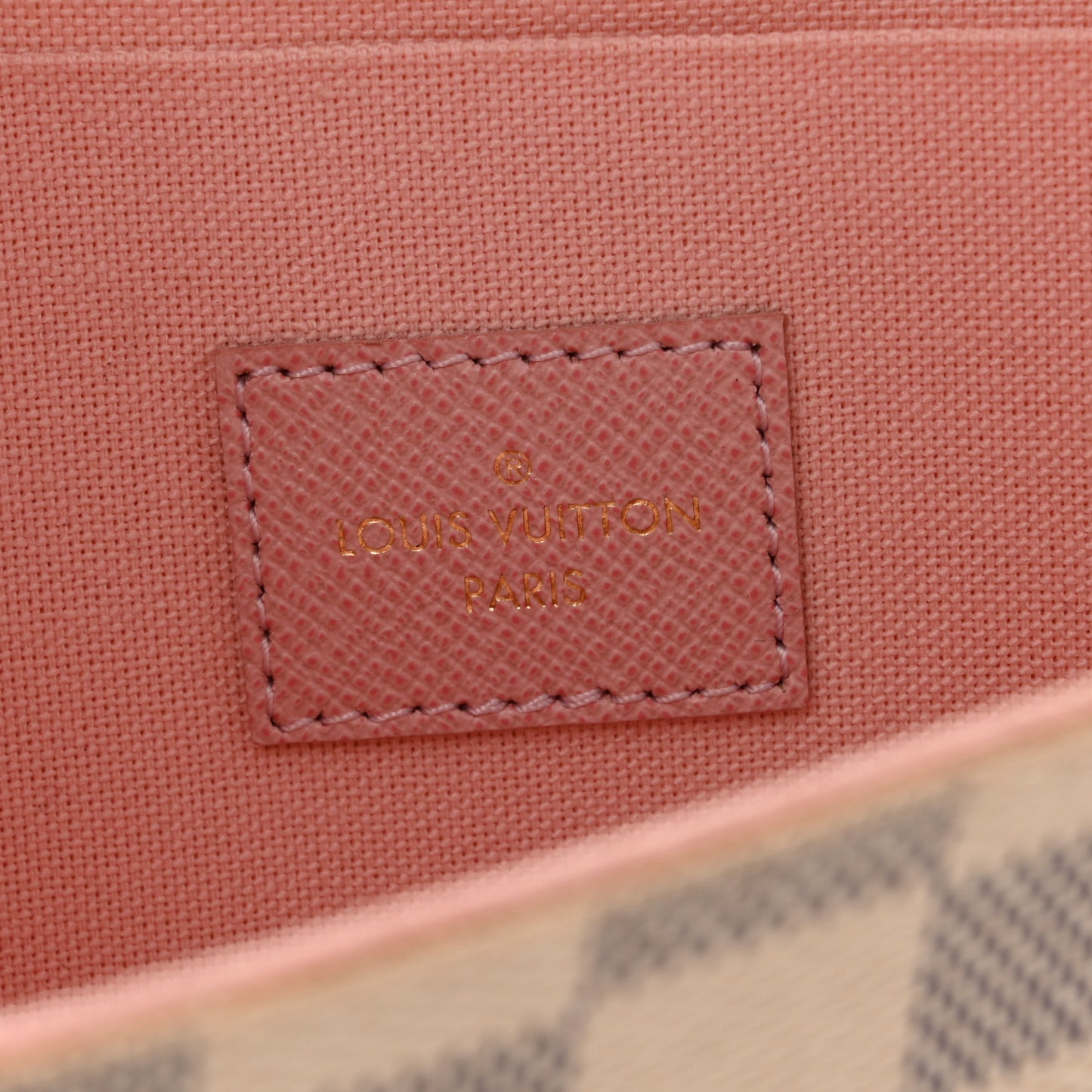 Damier Azur Pochette Felicie Chain Wallet Rose Ballerine