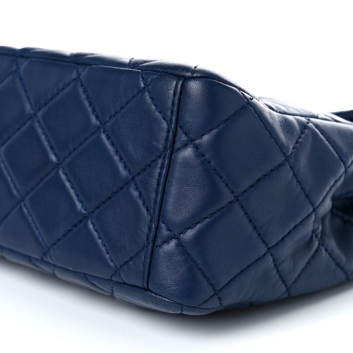 Lambskin Quilted Maxi Single Flap Dark Blue