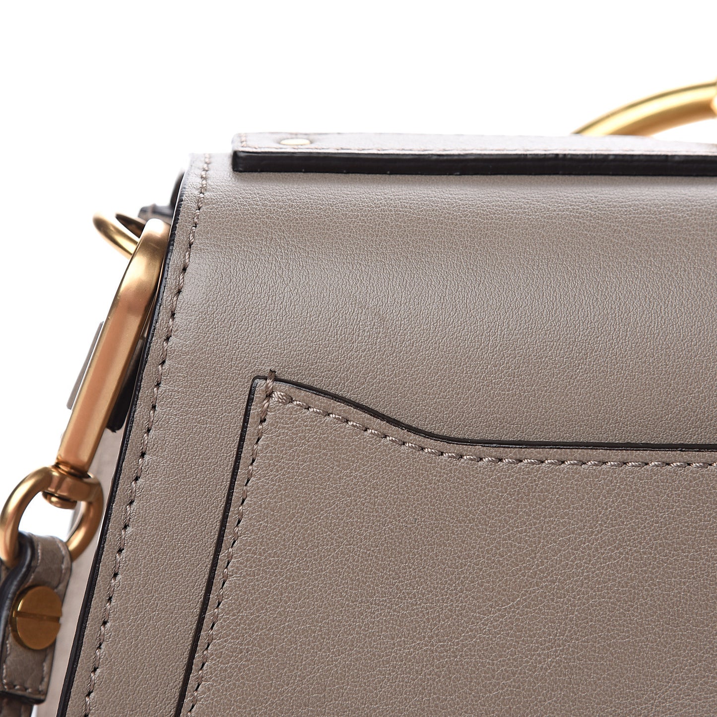 Calfskin Suede Medium Nile Bracelet Bag Motty Grey