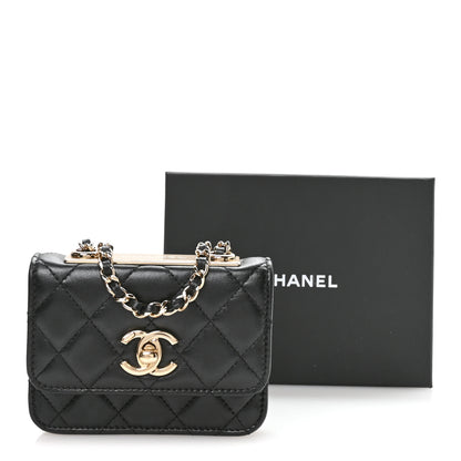 Chanel Lambskin Quilted Trendy CC Card Holder On Chain Black 23 of 23