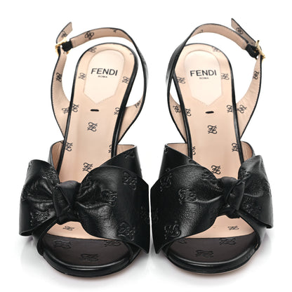 Fendi Calfskin Karligraphy Embossed Ffreedom Slingback Sandals 36 Black 2 of 8