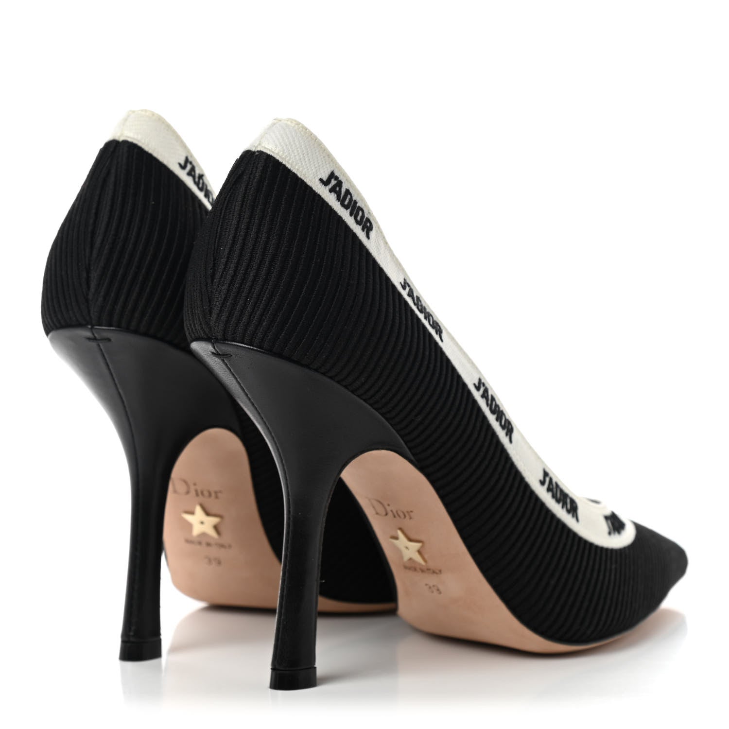 Christian Dior Technical Canvas Ribbon Embroidered J'Adior 100mm Pumps 39 Black 4 of 8