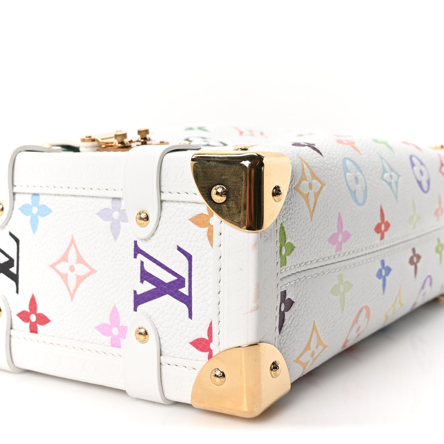 LV x TM Cowhide Monogram Multicolor Side Trunk MM White