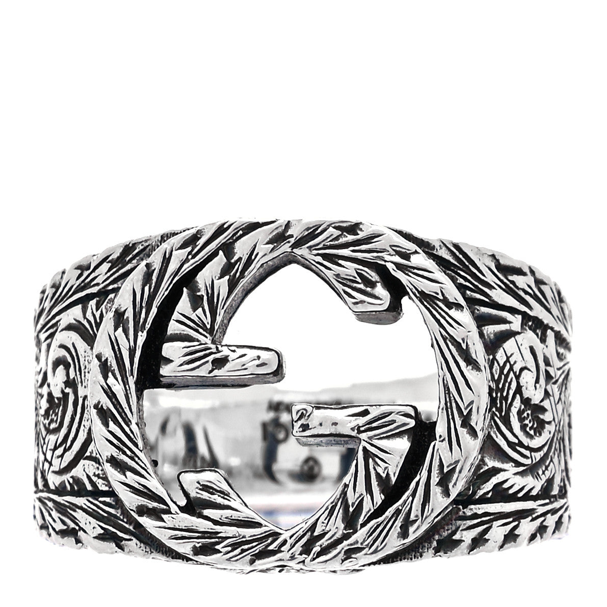 Gucci Sterling Silver Interlocking GG Signet Ring 52 6 1 of 5