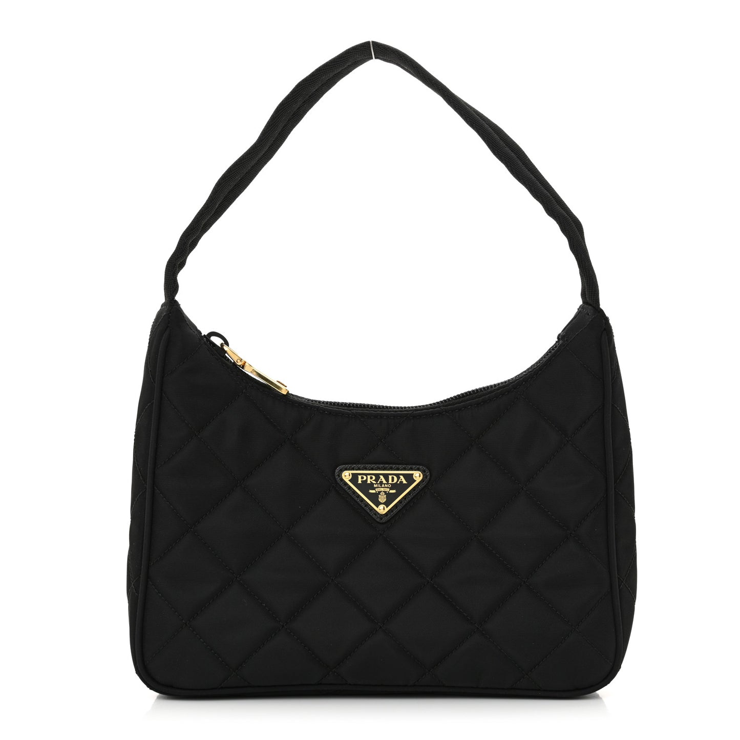 Tessuto Nylon Stitched Shoulder Bag Black