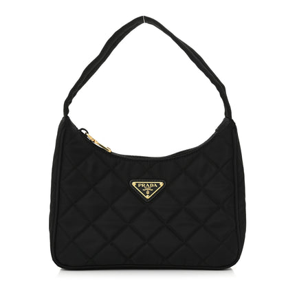Prada Tessuto Nylon Stitched Shoulder Bag Black 1 of 11