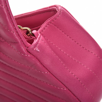 Chanel Lambskin Chevron Quilted Extra Mini Flap Dark Pink 9 of 15
