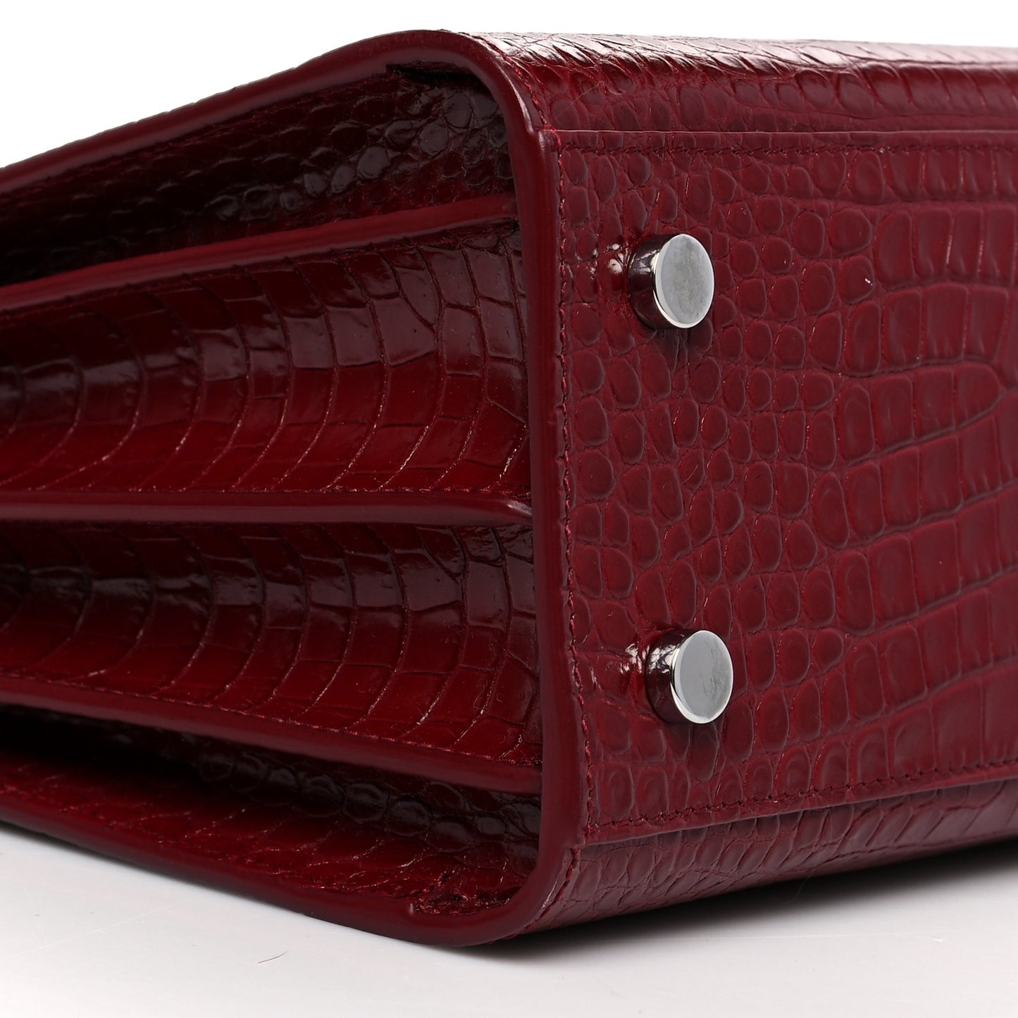 Calfskin Crocodile Embossed Baby Sac De Jour Bordeaux