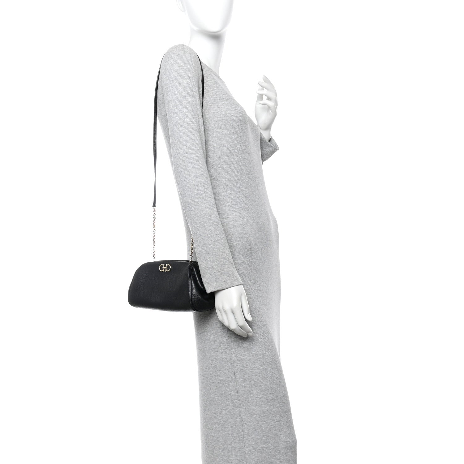 Salvatore Ferragamo Calfskin Small Gancini Crossbody Black 2 of 9