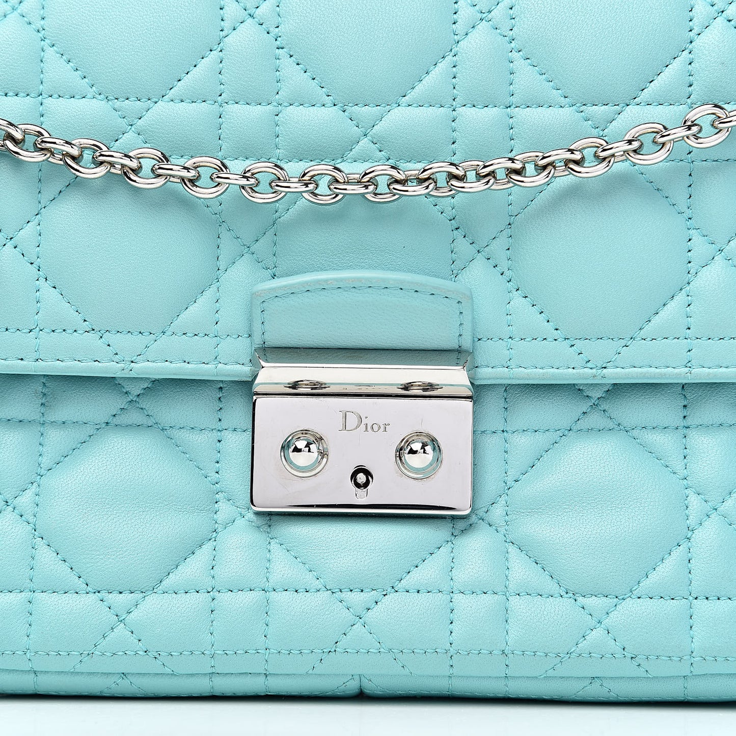 Lambskin Cannage Miss Dior Promenade Pouch Turquoise