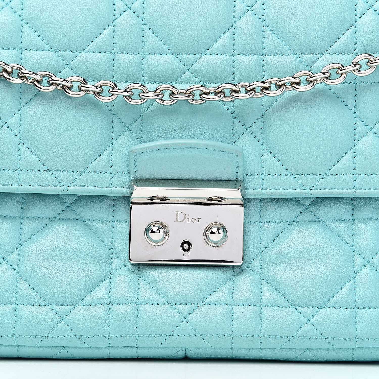 Christian Dior Lambskin Cannage Miss Dior Promenade Pouch Turquoise 11 of 11