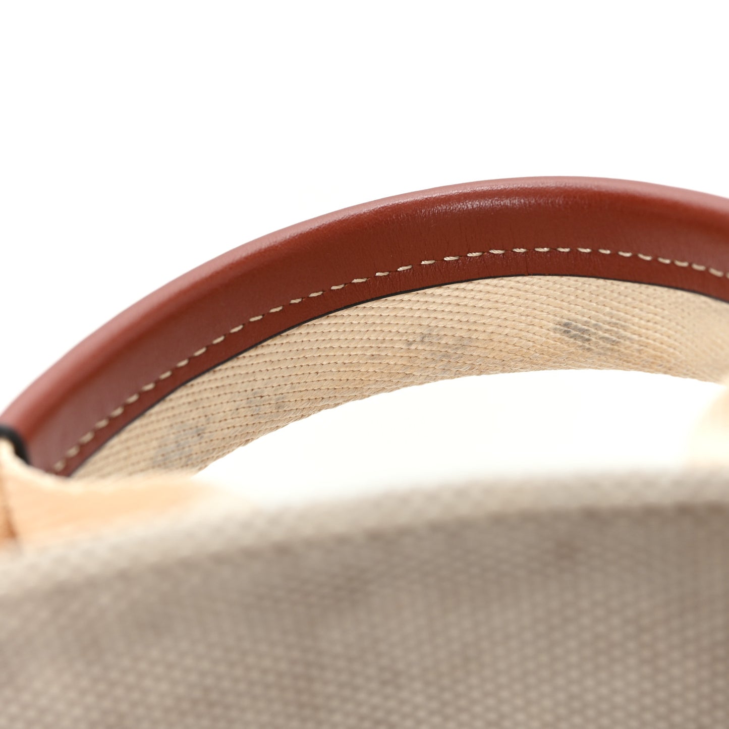 Linen Calfskin Small Woody Ribbon Tote With Strap White Brown
