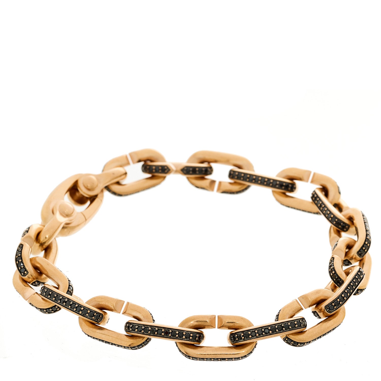 David Yurman 18K Rose Gold Black Diamond Streamline Link Bracelet 1 of 4