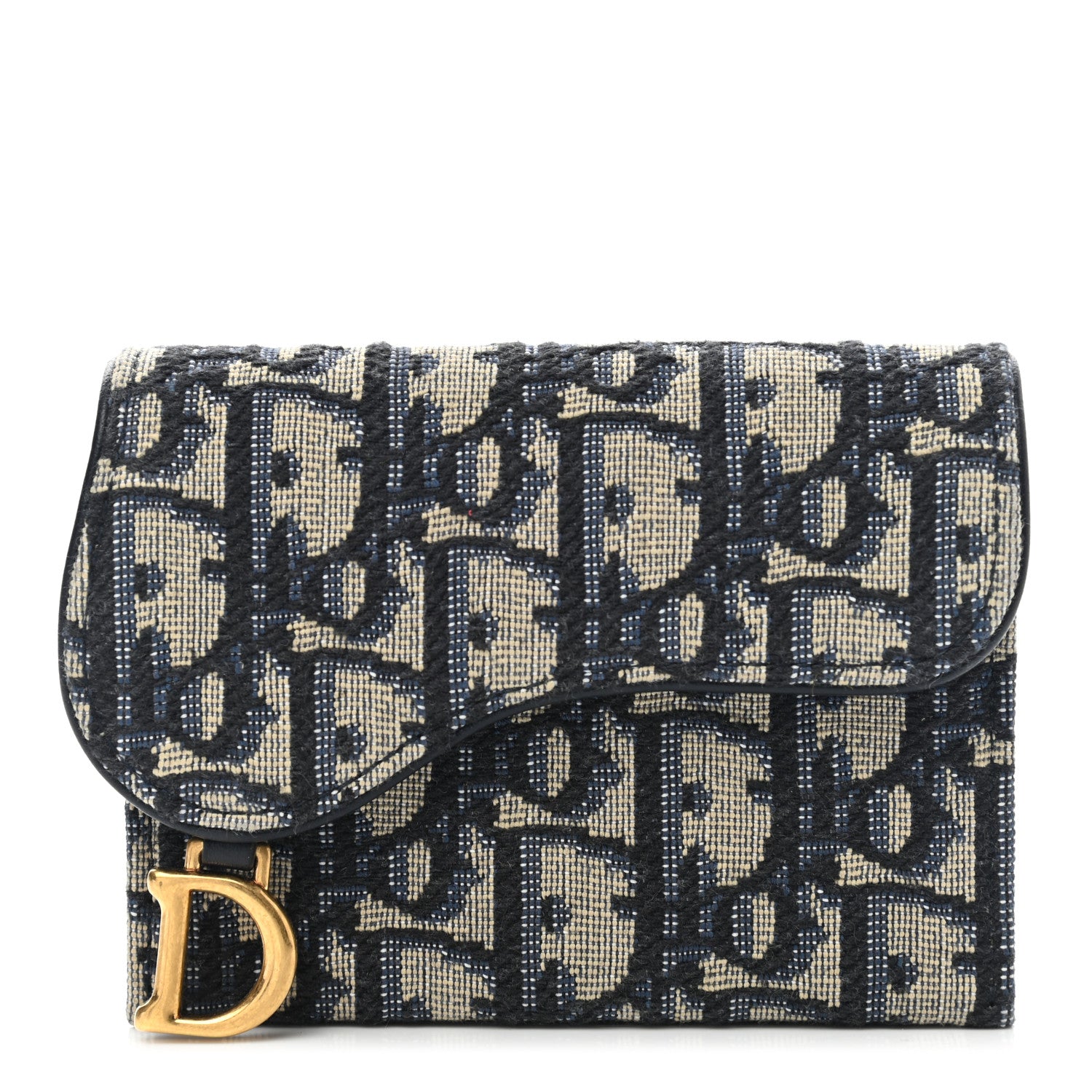 Christian Dior Oblique Saddle Card Holder Blue 1 of 9