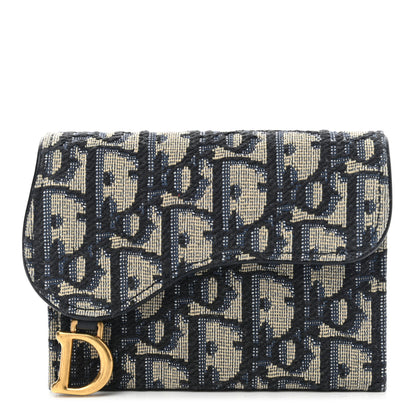 Christian Dior Oblique Saddle Card Holder Blue 1 of 9