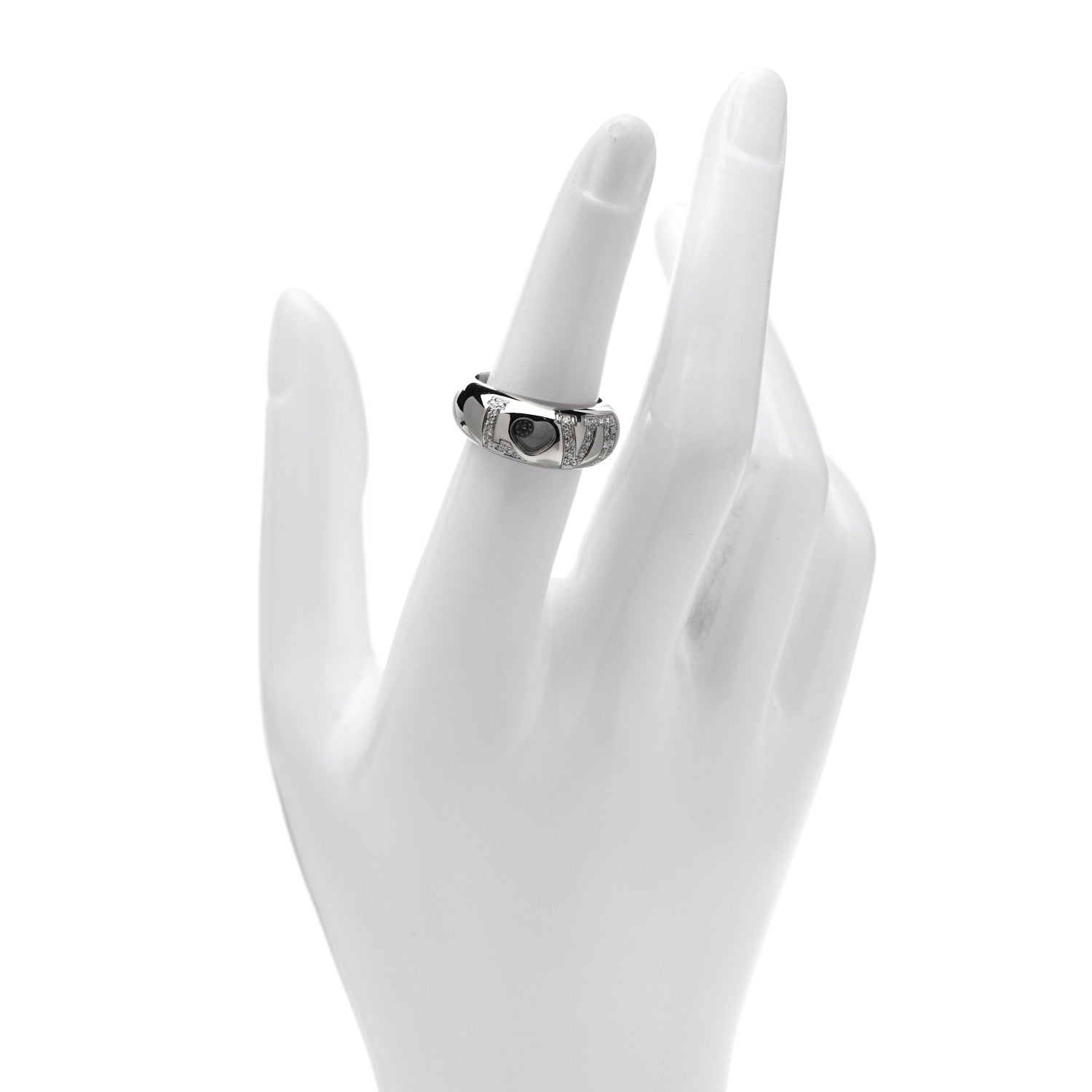 Chopard 18K White Gold Happy Diamonds Love Heart Band Ring 53 6.25 2 of 5