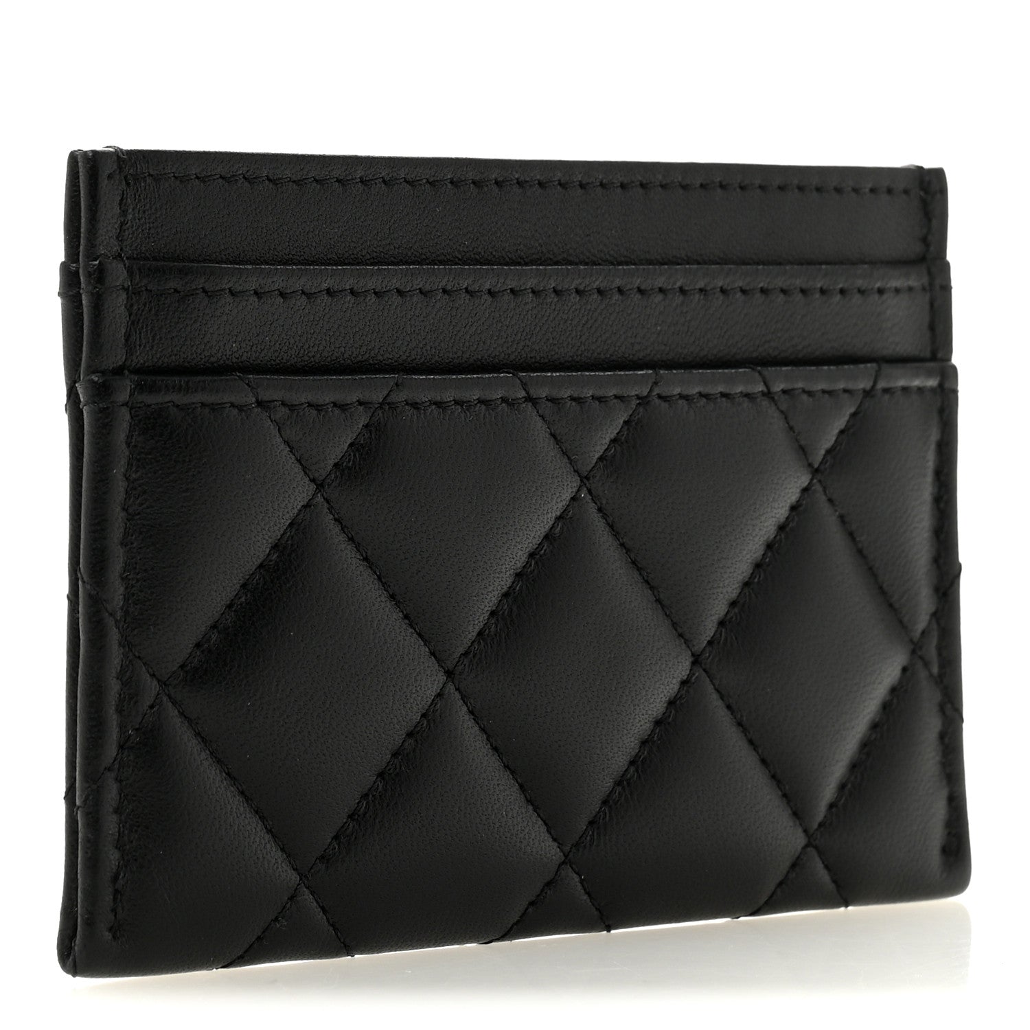 Chanel Lambskin Quilted Pearl CC Chanel Card Holder Black 3 of 9