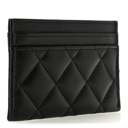 Chanel Lambskin Quilted Pearl CC Chanel Card Holder Black 3 of 9