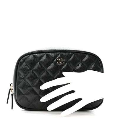 Chanel Caviar Quilted Medium Curvy Pouch Cosmetic Case Black 2 of 8