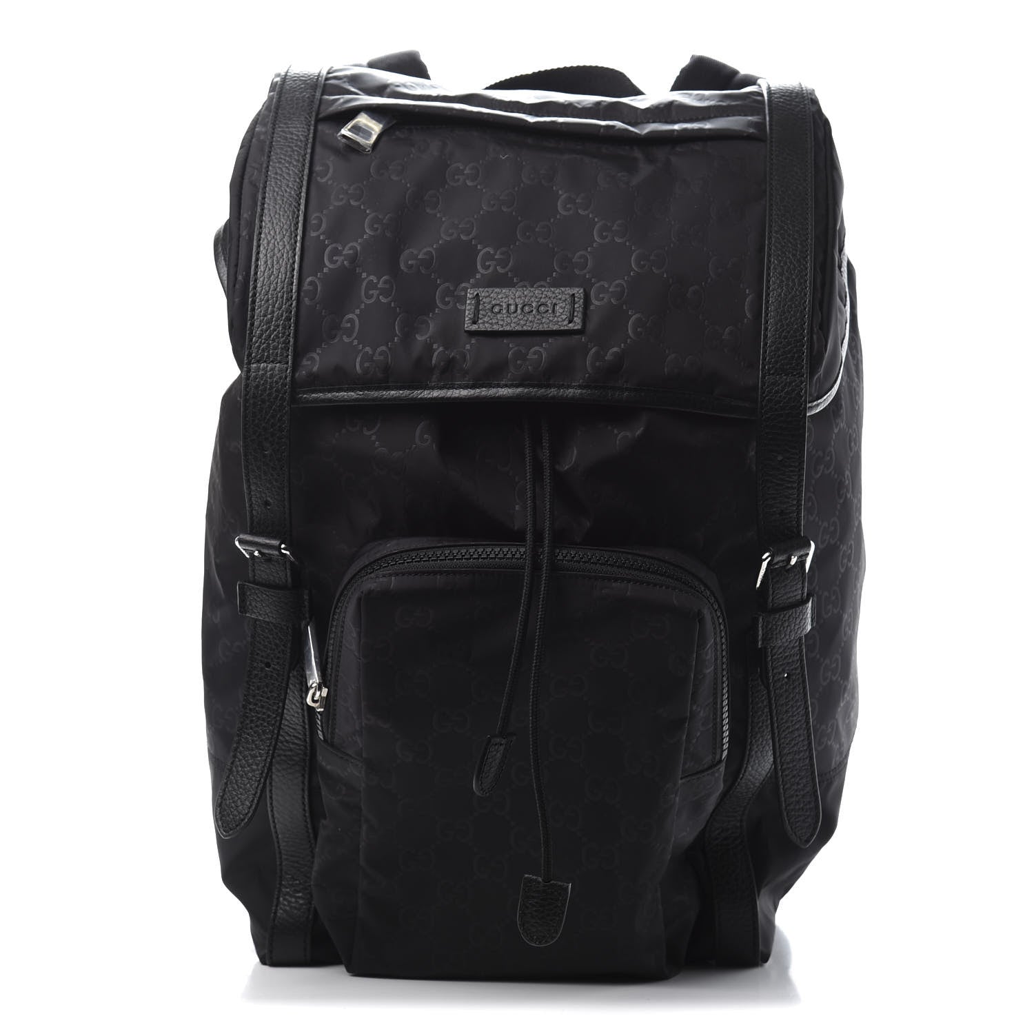 Gucci Nylon Monogram Medium Light Double Buckle Backpack Black 1 of 10