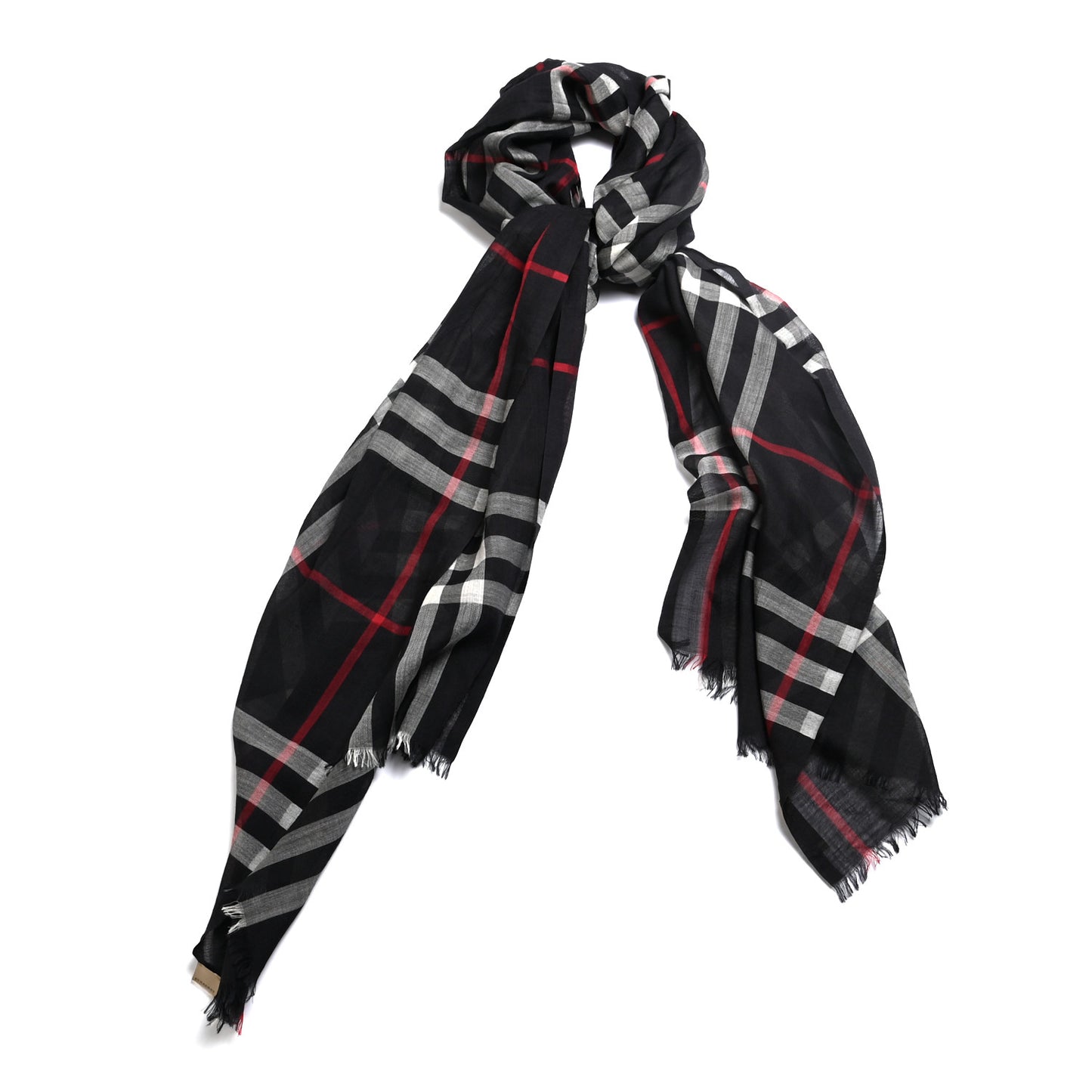 Linen Classic Check Check Lightweight Scarf Black