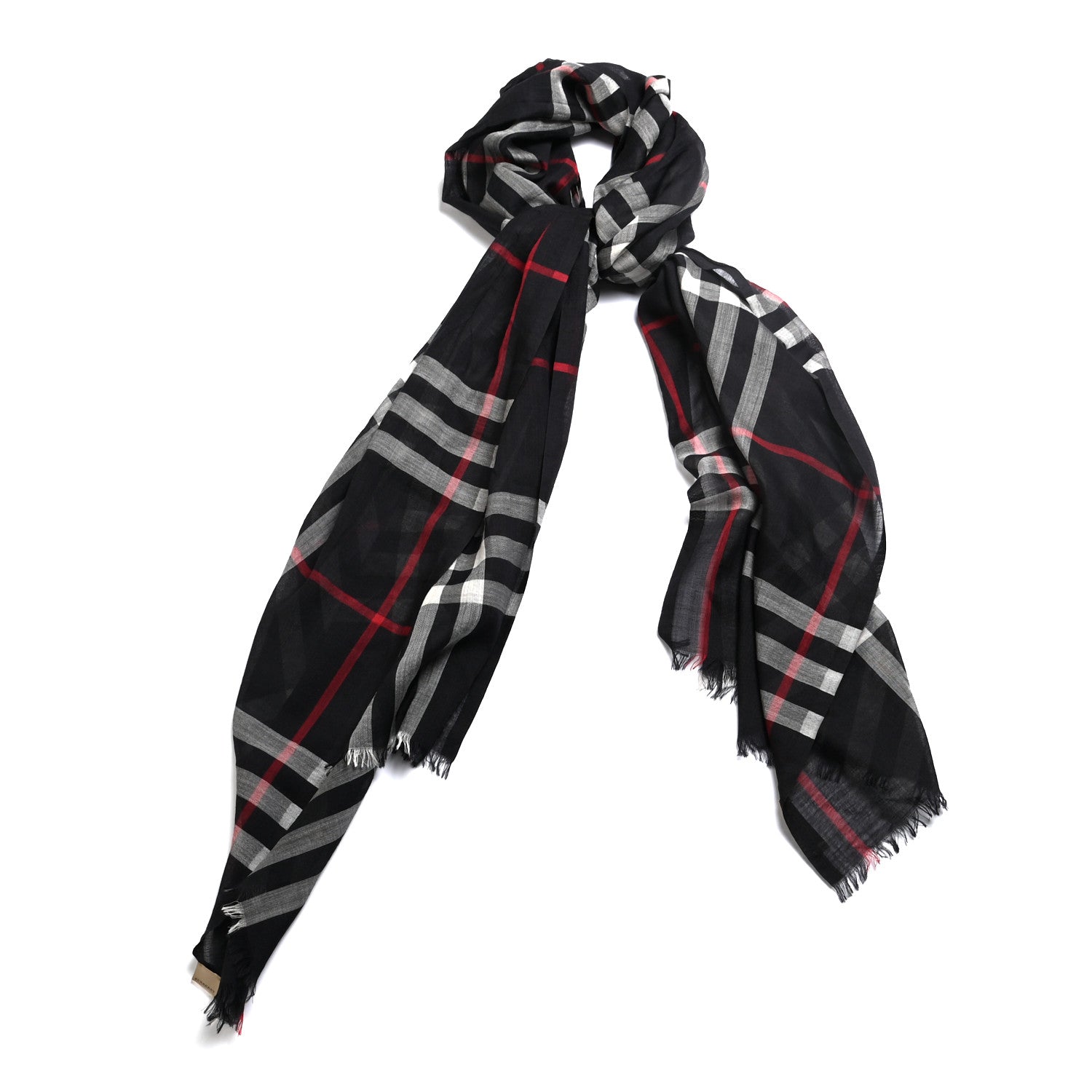 Burberry Linen Classic Check Check Lightweight Scarf Black 1 of 4