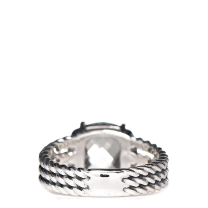 David Yurman Sterling Silver Diamond Prasiolite 10mm Petite Wheaton Ring 53 6.5 4 of 5