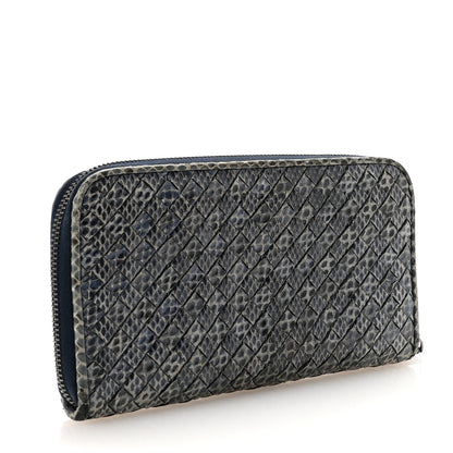 Bottega Veneta Ayers Intrecciato Ayers Zip Around Wallet Blue 3 of 6