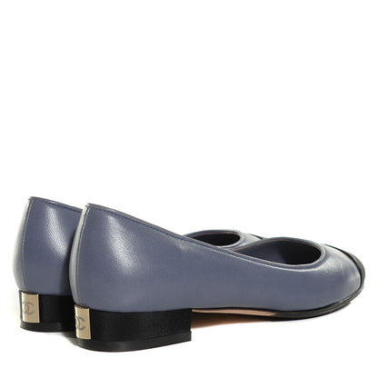 Chanel Lambskin Grosgrain Cap Toe Ballerina Flats 37 Purple Black 4 of 8
