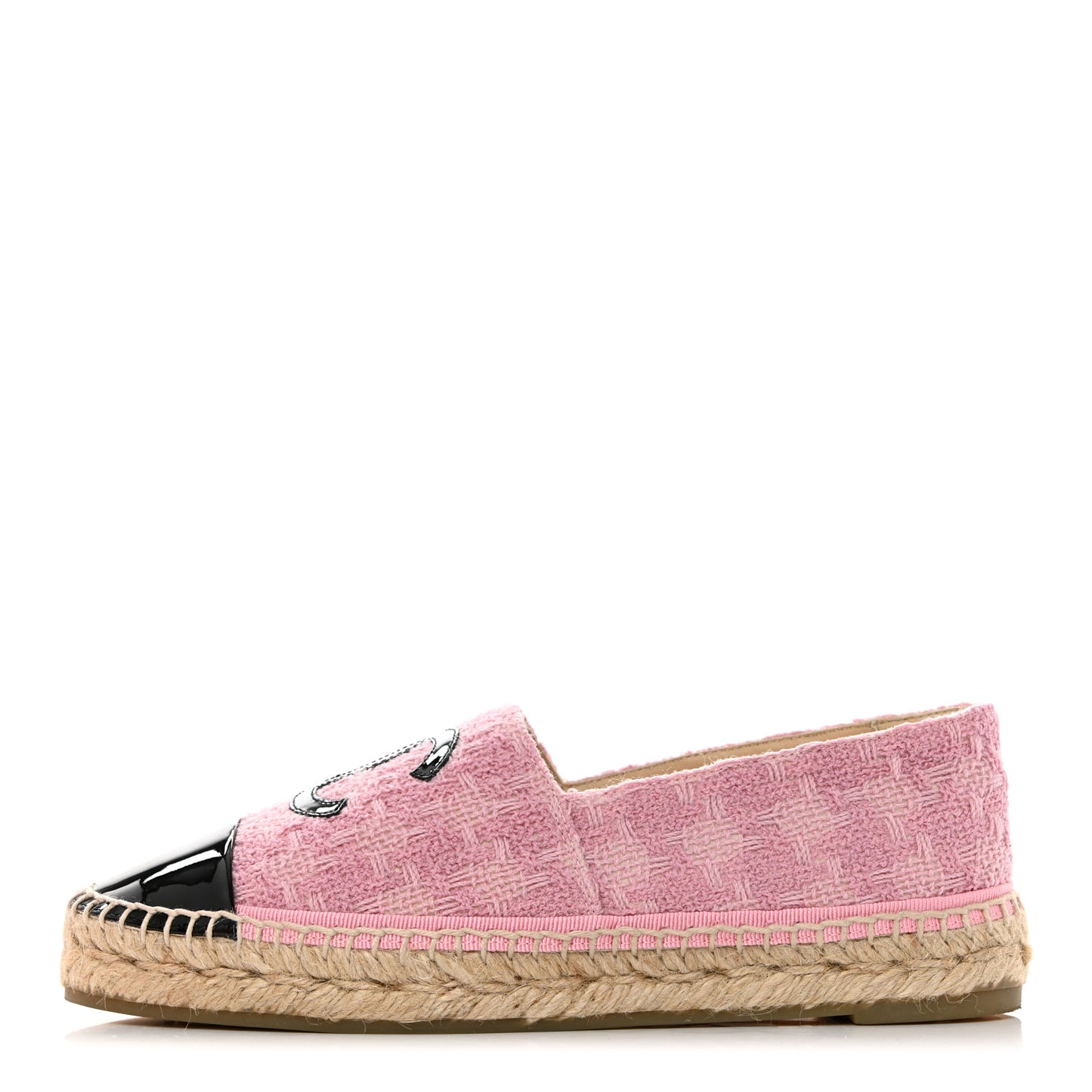 Tweed Patent CC Espadrilles 37 Pink Black