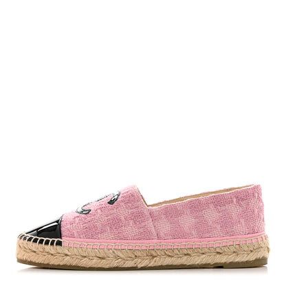 Chanel Tweed Patent CC Espadrilles 37 Pink Black 1 of 8
