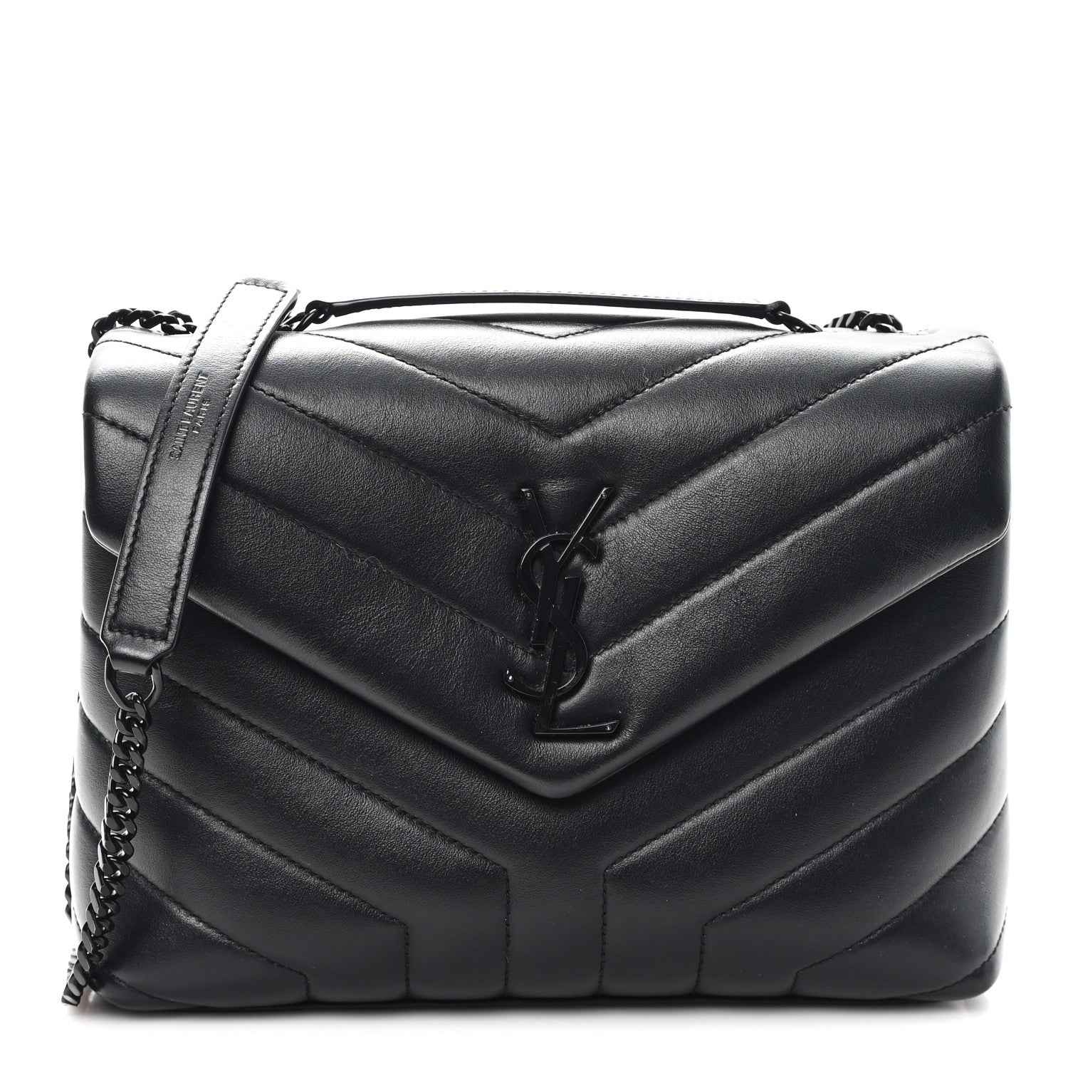 Saint Laurent Calfskin Y Quilted Monogram Monochrome Small Loulou Chain Satchel Black 1 of 12