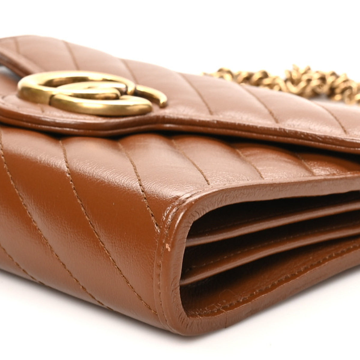Azalea Calfskin Matelasse Diagonal GG Marmont Chain Wallet Cuir