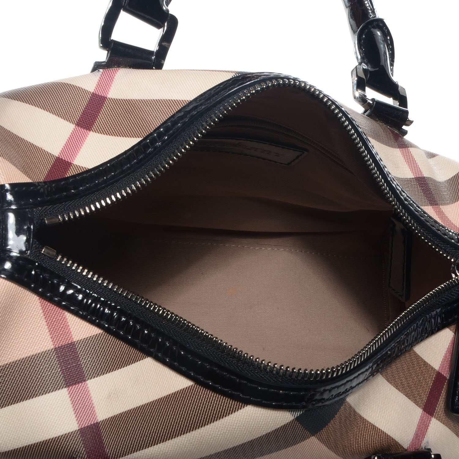 Burberry Nova Check Patent Small Chester Bowling Bag Black 5 of 14