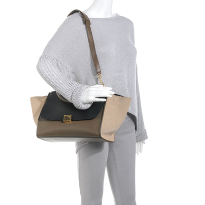 Celine Calfskin and Suede Small Trapeze Beige 2 of 9