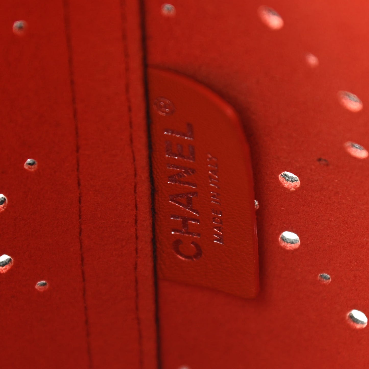 Caviar Perforated Drawstring CC Bag Black Orange