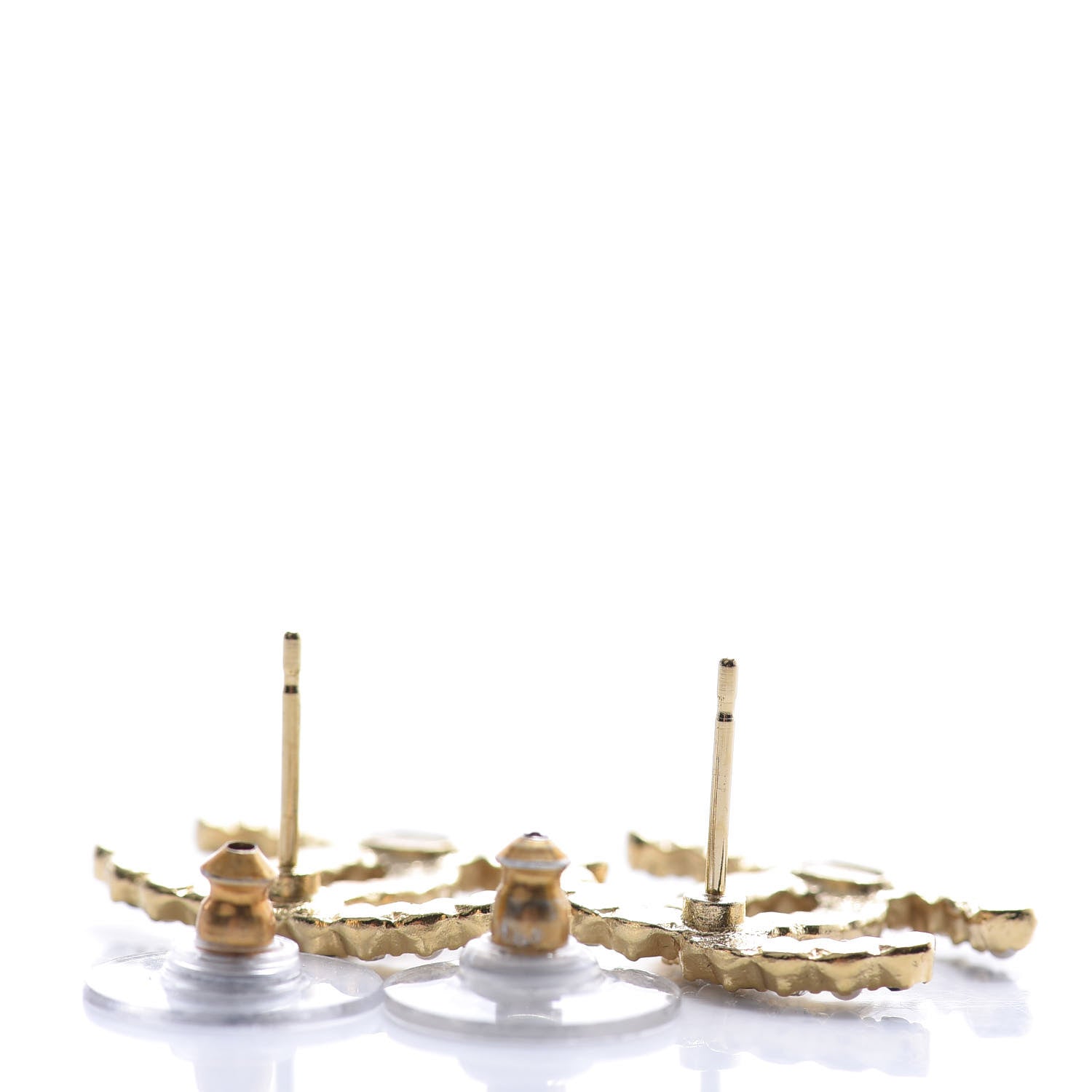 Chanel Resin Pearl Crystal CC Earrings Gold Black 3 of 4