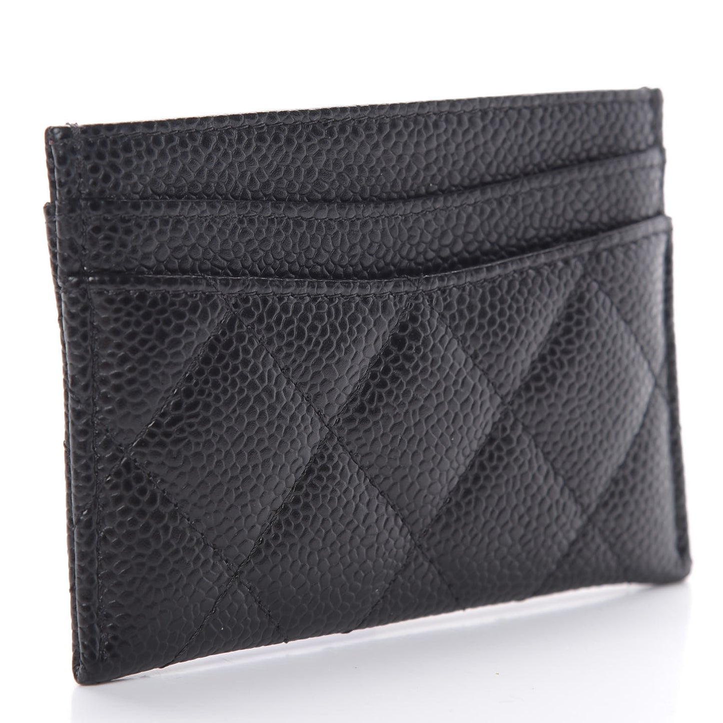 Caviar Quilted Card Holder Black