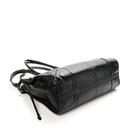 Prada Glossy Calfskin Triangle Large Bonnie Shoulder Bag Black 4 of 9