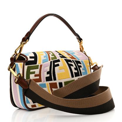 Fendi X SARA COLEMAN Canvas Vitello King Seta FF Fish Eye Embroidered Baguette Grezzo Multicolor Ghianda 3 of 11
